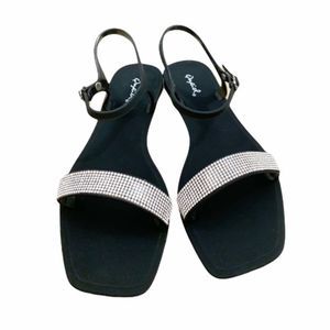 10 PAIRS Qupid‎ Black Rhinestone Jelly Sandals